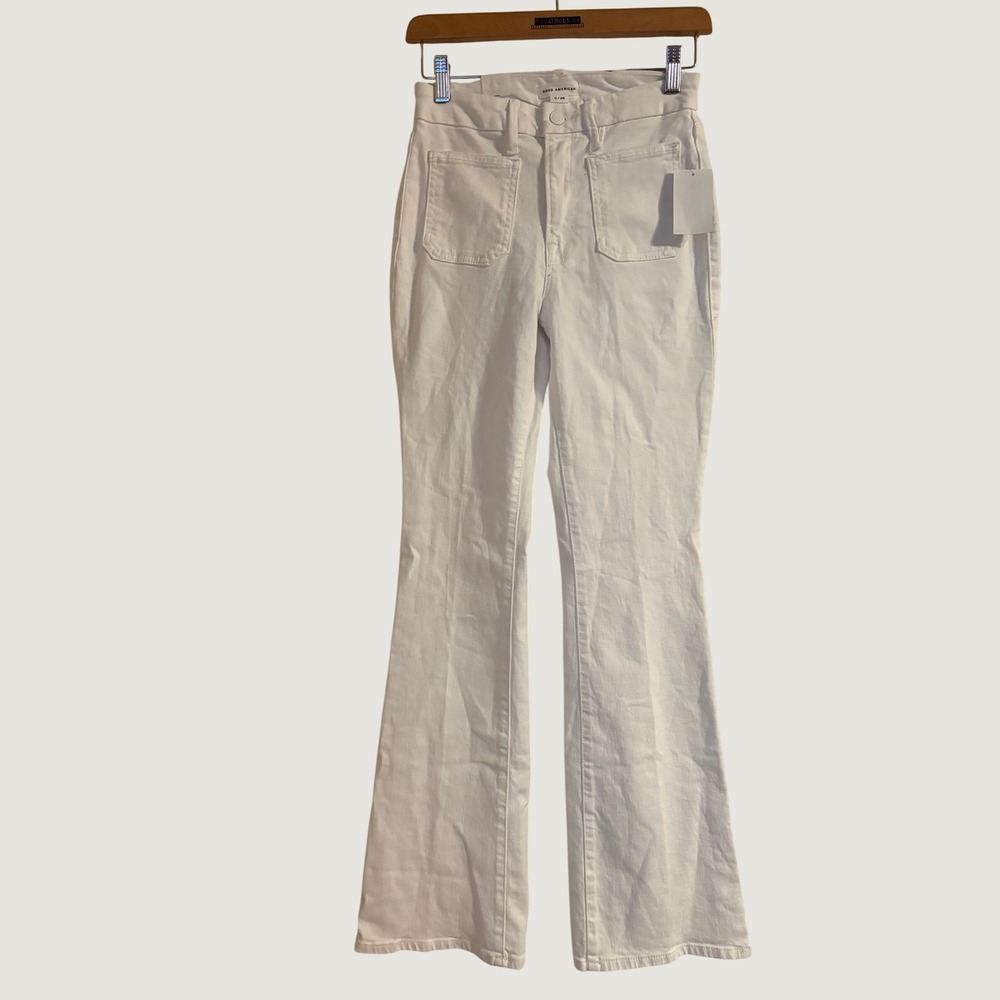 Good American Slim Bootcut Jeans Womens 0/25 White NWT High Rise Coastal Preppy